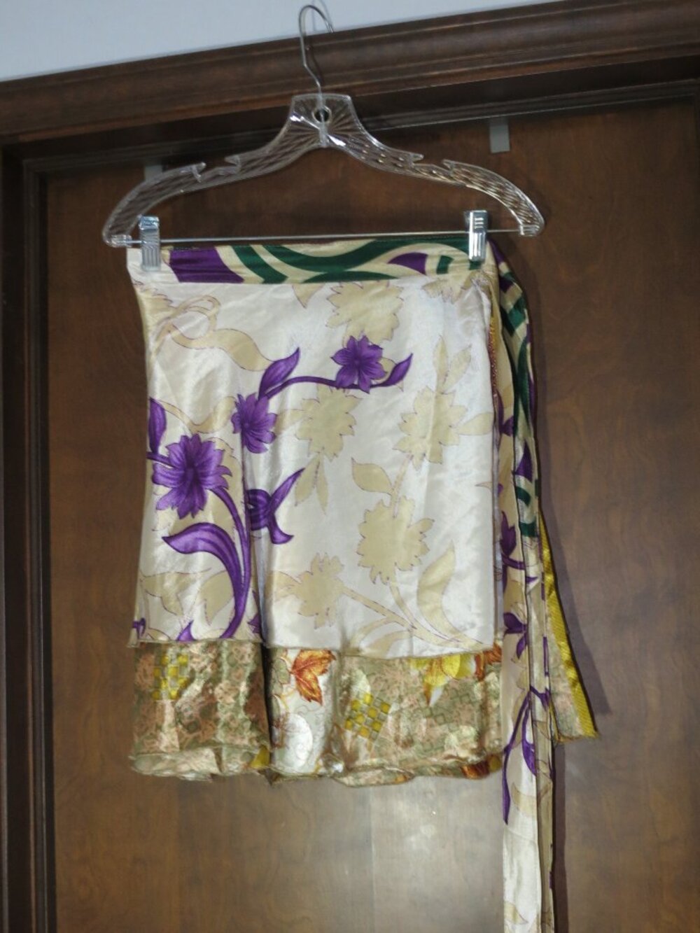 Darn Good Yarn Sari Silk Wrap Skirt XL 14-20 Mini Reversible